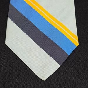 Hudson's Men's Striped Tie Blue Yellow Grey Classic Width